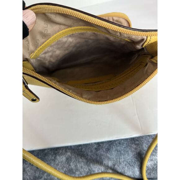 TIGNANELLO Yellow Pebble Leather Crossbody Organizer Handbag Purse - Picture 8 of 12